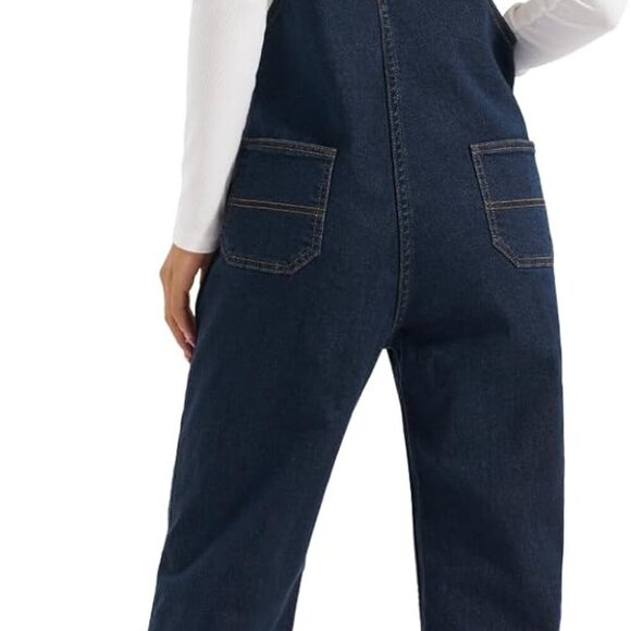 Stretchy Denim Overalls for Women, Womens Jean Bib Overall with Loose Fit, Ladie - Picture 3 of 5